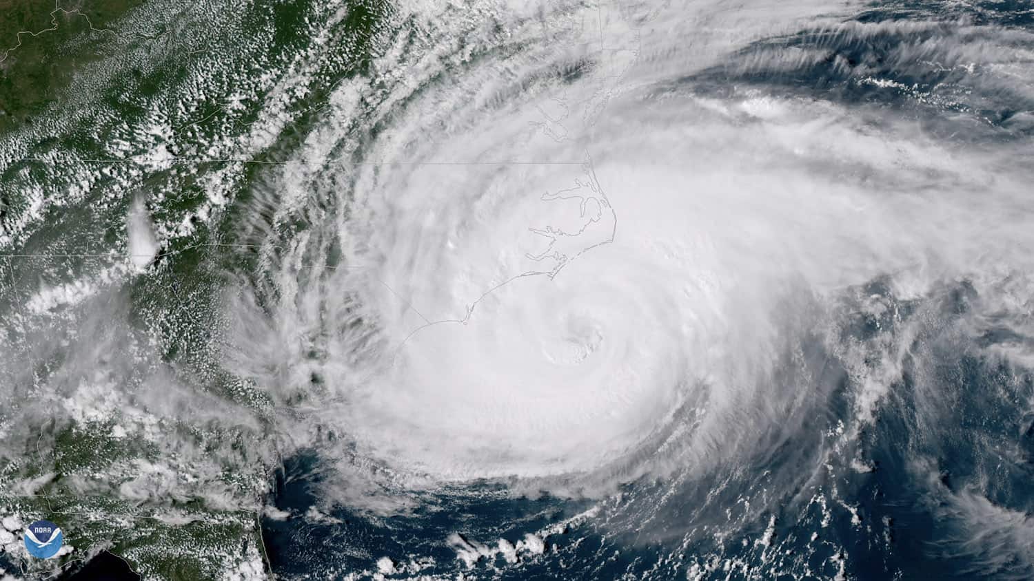 Satellite image of Hurricane Florence off the coast of North Carolina
