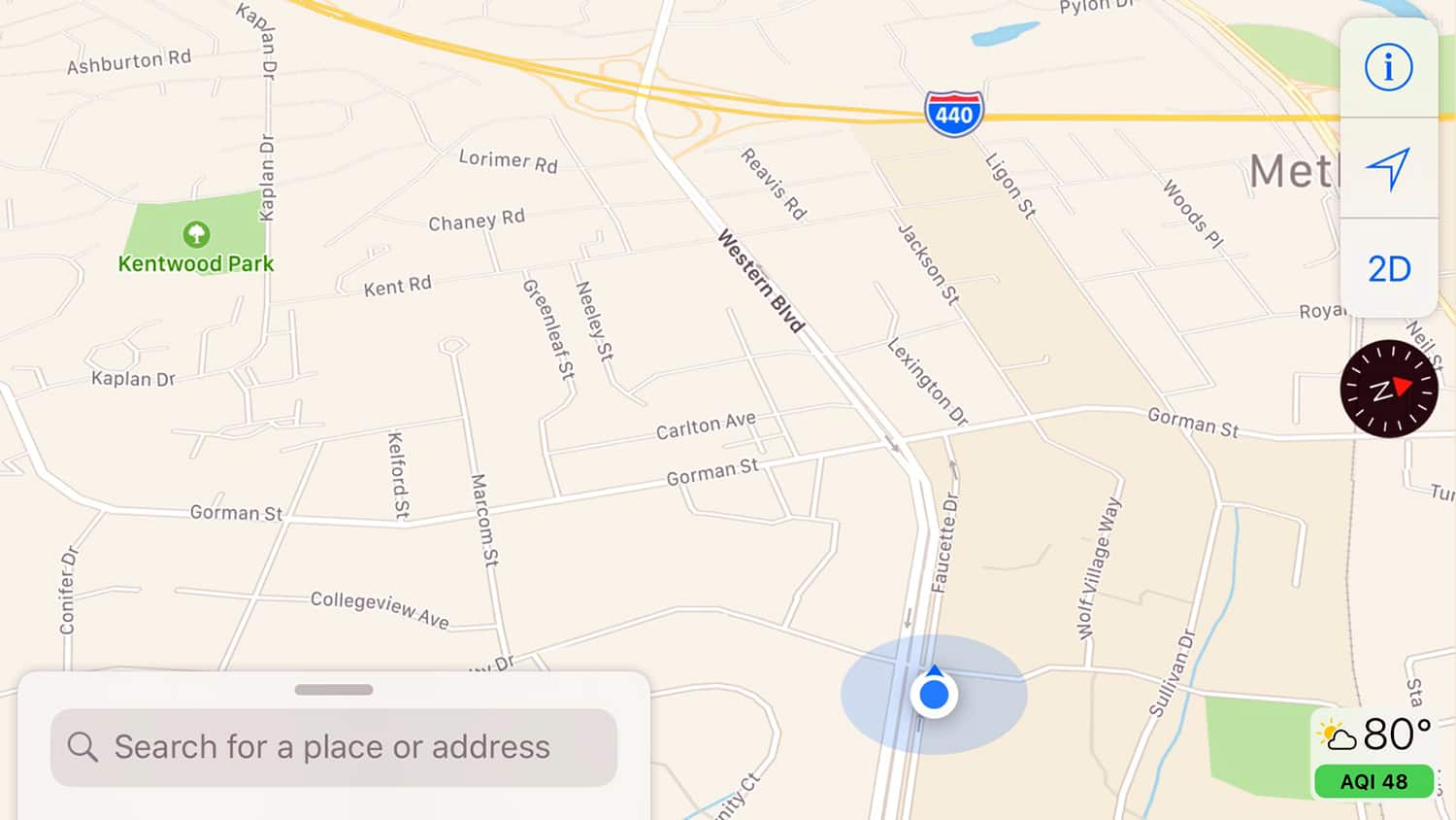 screen shot of a Waze map