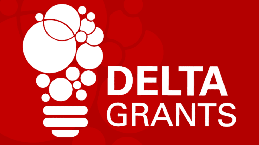 A graphic of a lightbulb with the words DELTA Grants