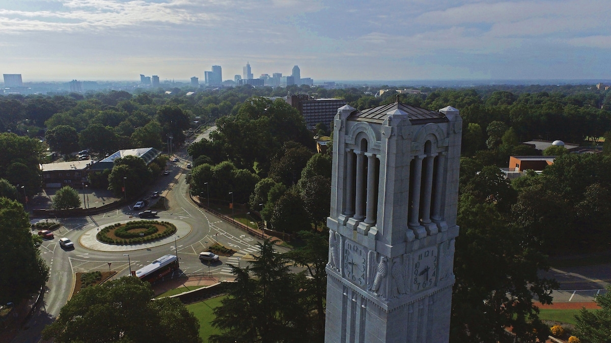 The NC State Belltower on main campus.