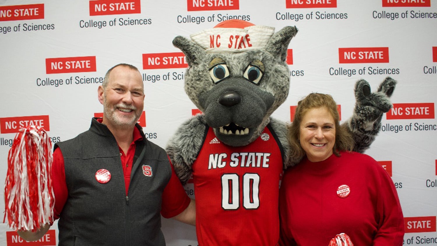Dean and Gail Bunce pose with Mr. Wuf