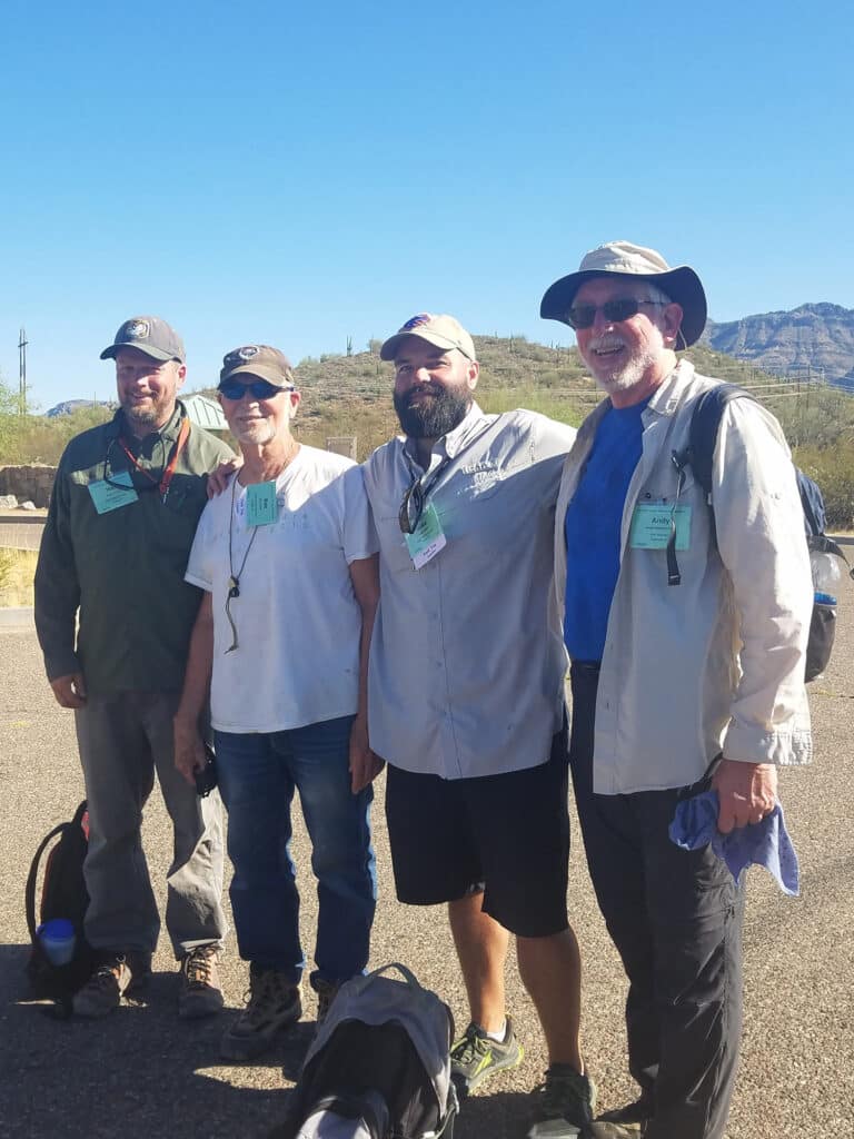 Mike Mohr and his three geology mentors, Ron Fodor, Mark Schmitz and Andy Bobyarchick