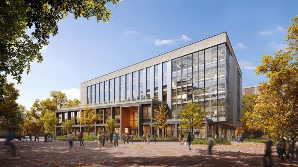 A rendering of the exterior of the Integrative Sciences Building