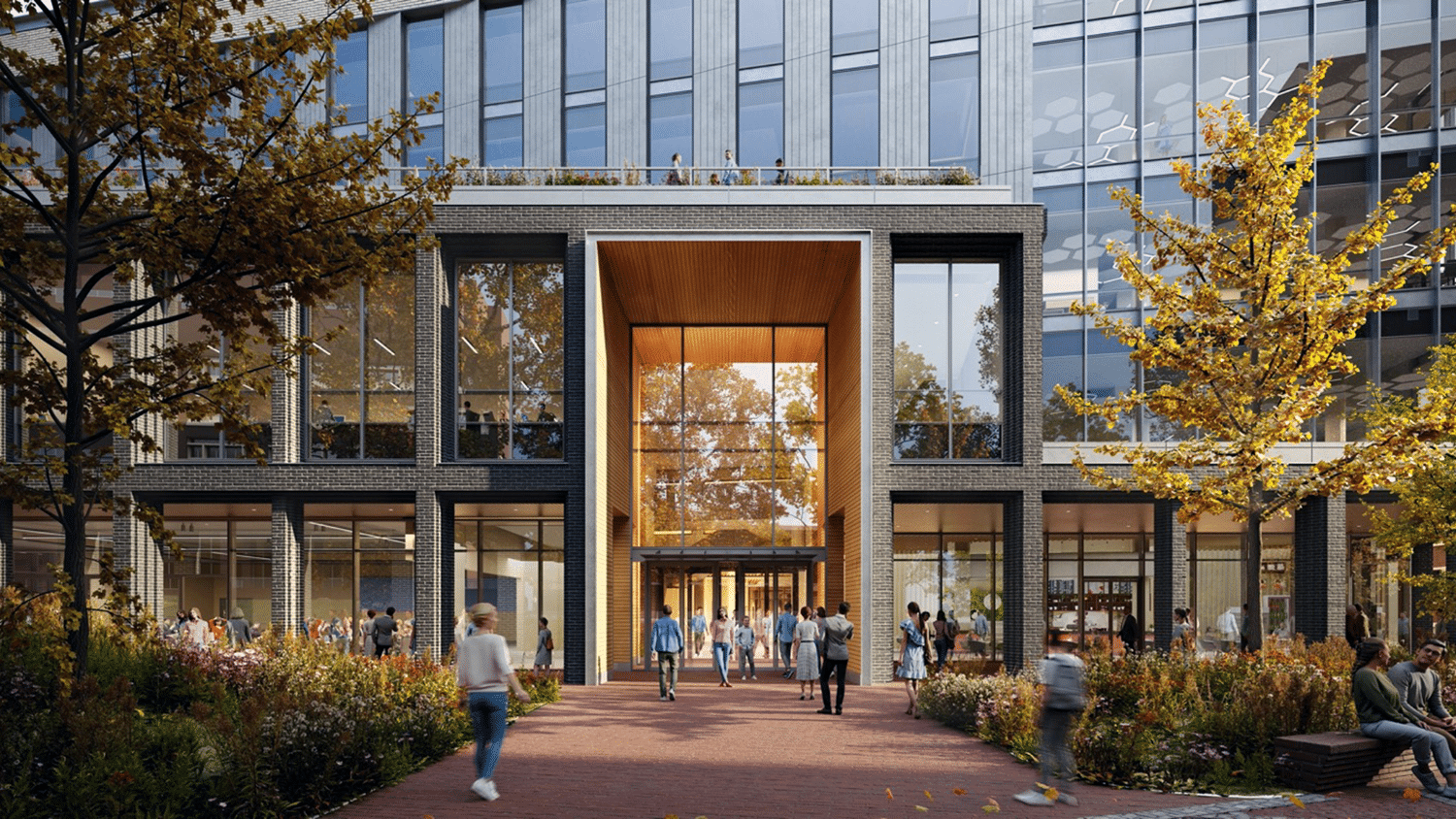 A rendering of the entrance to Woodson Hall, the home of the Integrative Sciences Initiative