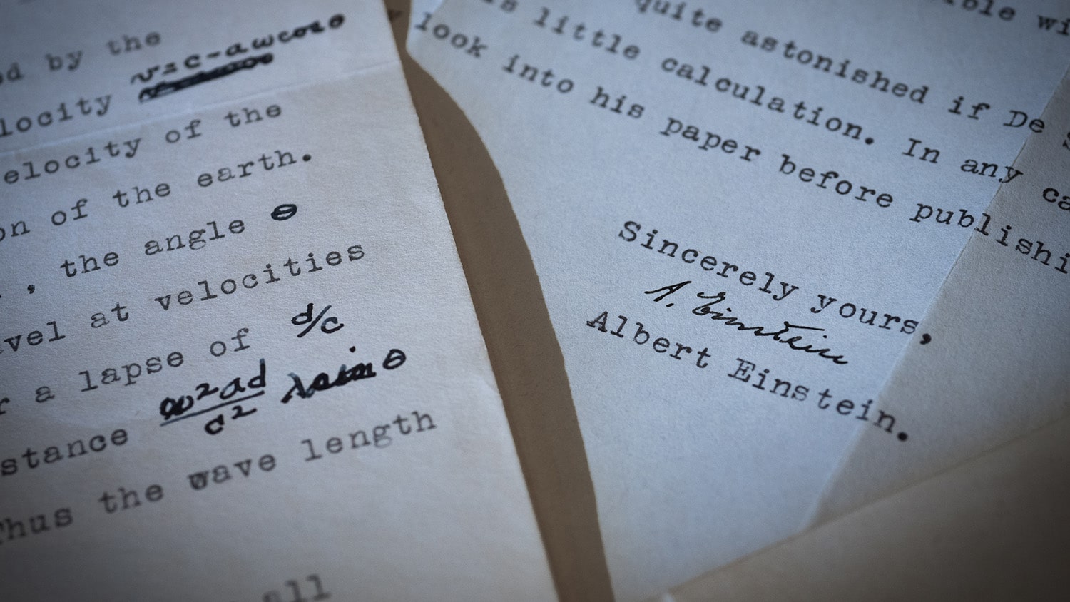 The two pages of Albert Einstein's letter to the late NC State mathematics professor Raimond Struble are shown side by side.