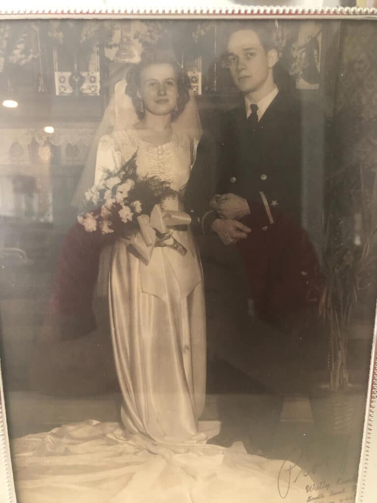Raimond Struble and his wife on their wedding day