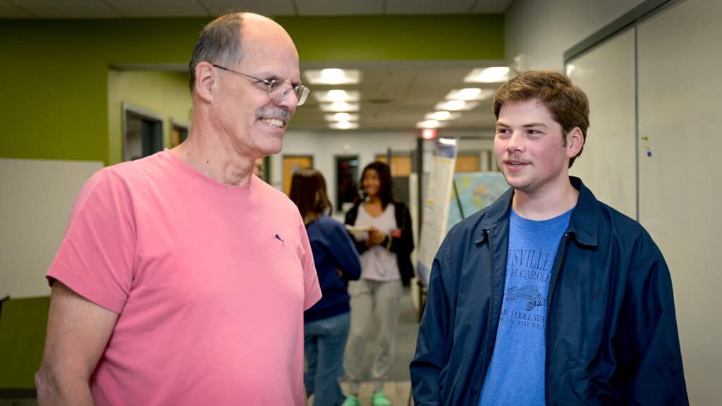 Goodnight Innovation Distinguished Professor Harald Ade and Wake Tech student Gage Bledsoe
