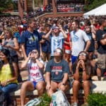 A large crowd prepares to view the 2017 solar eclipse from the Brickyard.