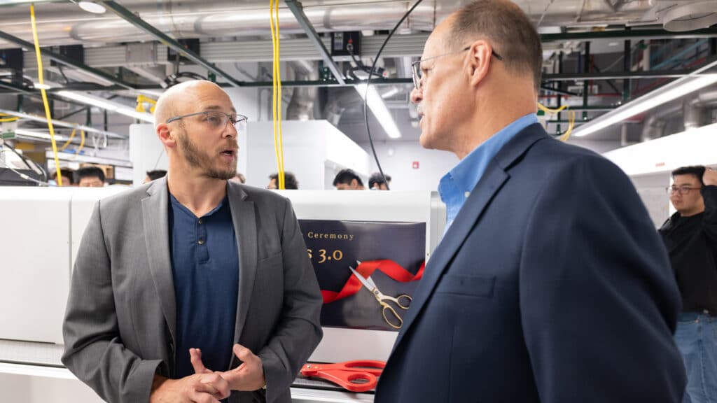 Lex Kemper and Harald Ade at the inauguration ceremony for the Xeuss 3.0 instrument