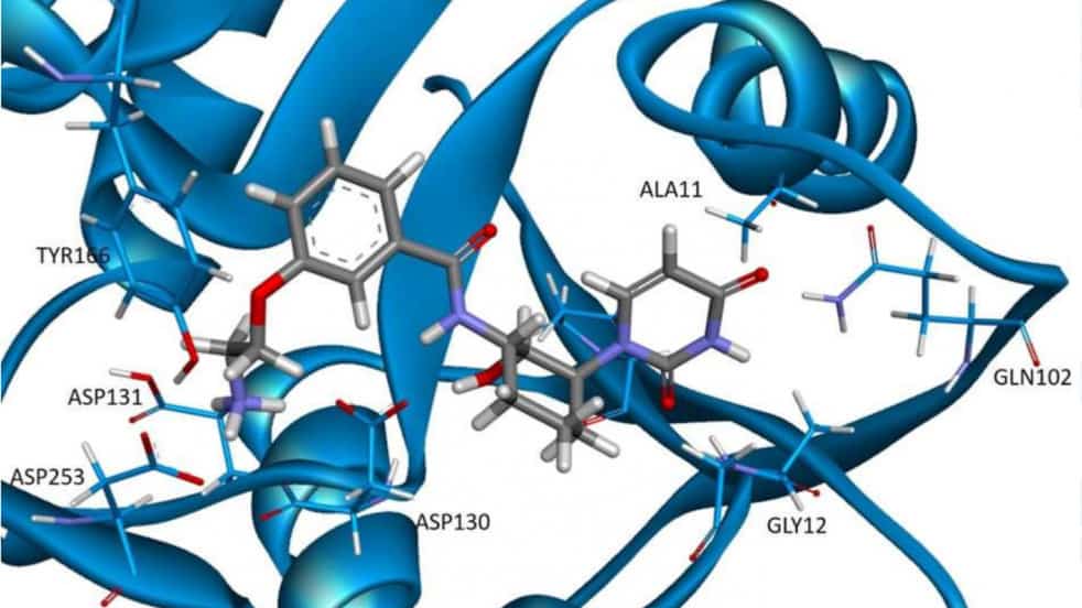 3-D docking pose of potential GalU inhibitor
